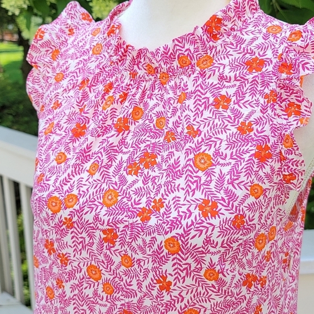 J Crew Tiered Ruffle Midi Dress Orange Red Floral - Picture 8 of 11
